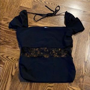Valentino Black Shirt with Lace Insert